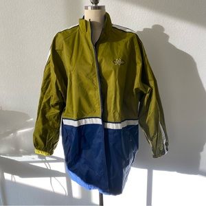 Vintage y2k 90s bike tech jacket green blue winter sport long coat